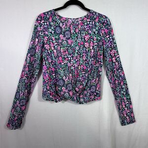 Lilly Pulitzer Luxletic Low Tide Navy Jewely Oden Top Shirt Size M Preppy Active